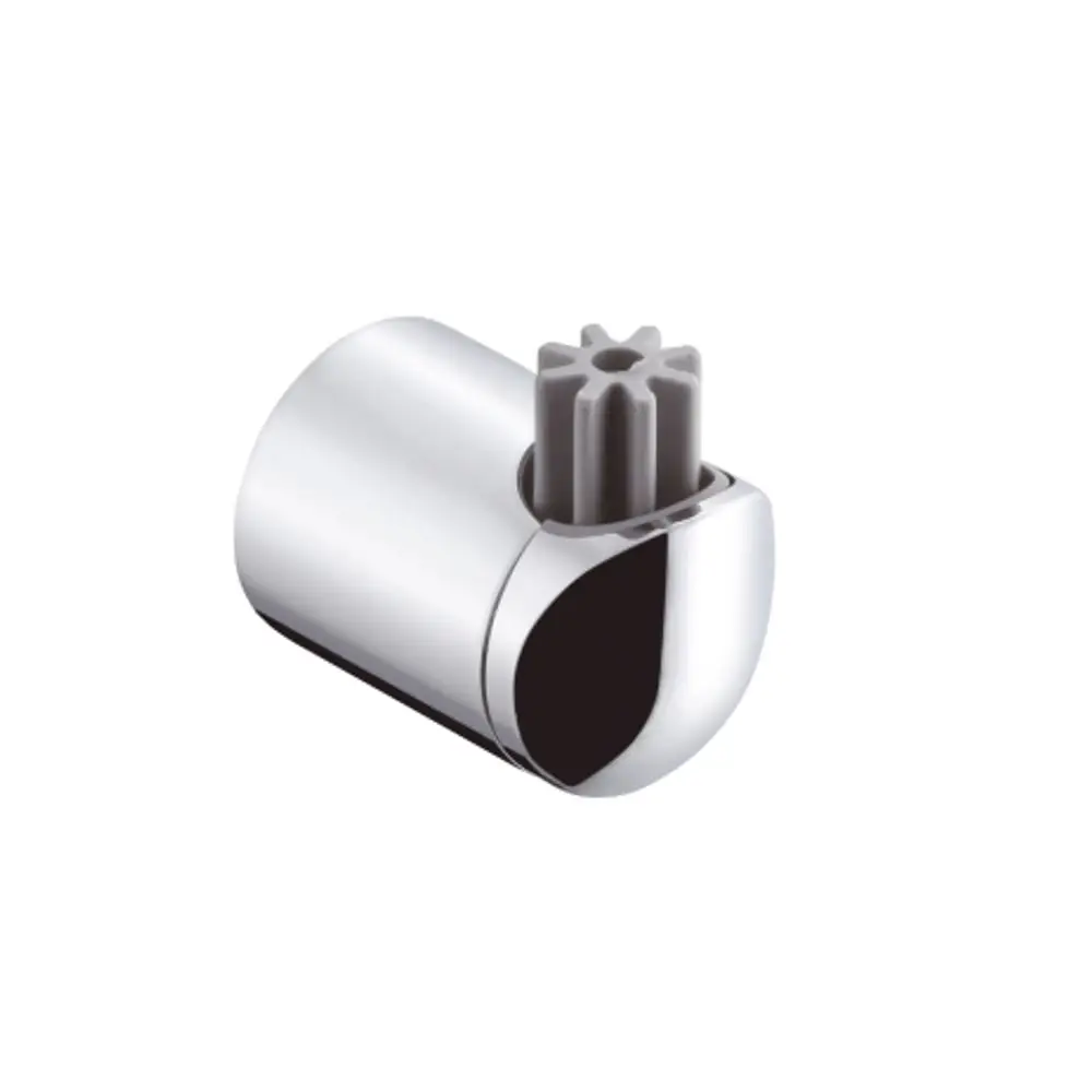 Wandstütze aus glänzendem Material mit abgerundeter Form, mit grauer Hülse im Inneren, hergestellt von Hansgrohe. Geeignet für die Befestigung an Wänden.